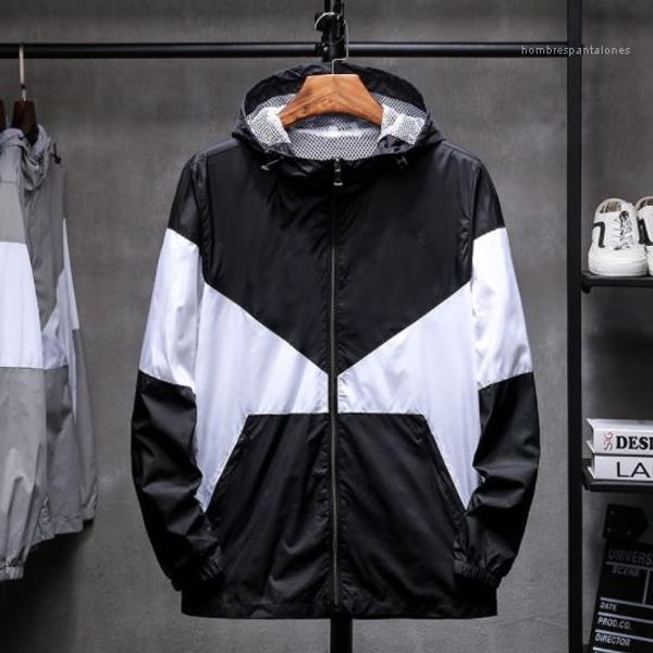 

hooded long sleeve fashion autumn homme clothing windbreaker casual apparel mens sports designer jackter solid color, Black;brown