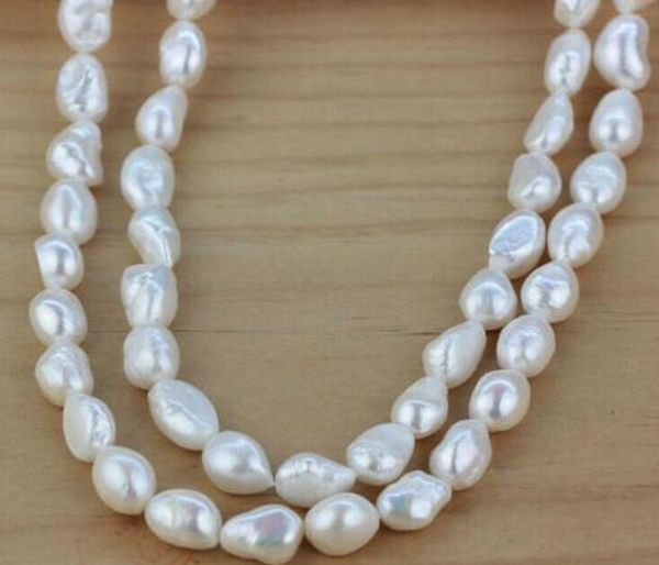 

solo stradn 9-10mm freshwater white baroque pearl necklace 40 inches, Silver