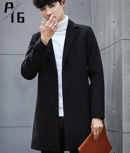 

a16 new winter jacket windbreaker coat men autumn and winter warm jacket slim men's coat casual men's, Black