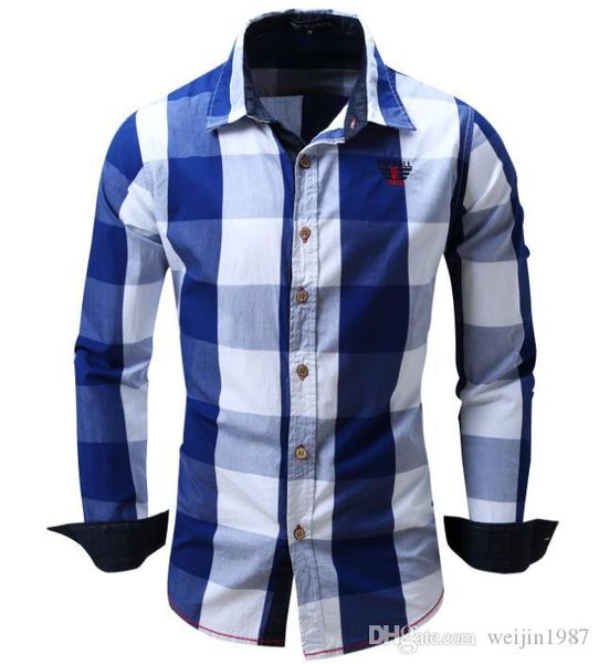 

2018 autumn winter men's long-sleeved denim shirts mens designer brand casual shirts fashion plaid social shirt brand clothing, White;black