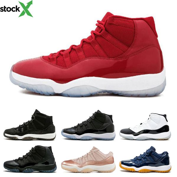 

11 11s mens basketball shoes concord 45 cap and gown legend blue platinum tint gym red xi men sport shoes, Black