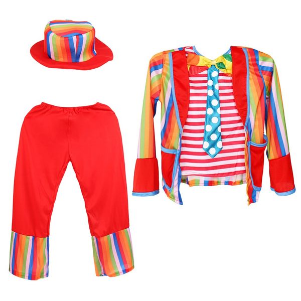 

clown costume boy children kids circus hat jacket pants for halloween carnival party cosplay stage performance, White