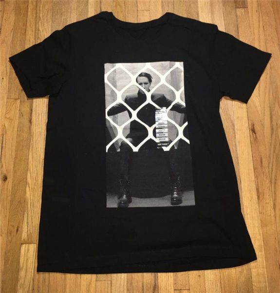 

marilyn manson chain link fence shirt medium m nwt plus size tee shirt, White;black