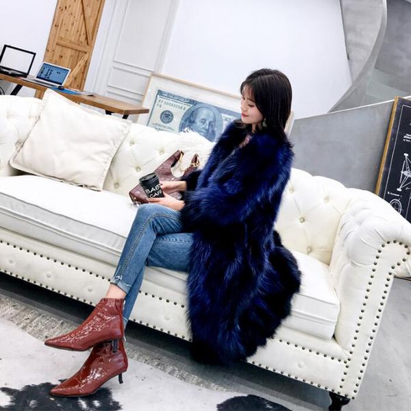 

2019 thick warm new arrival luxury x long customize plus size genuine real raccoon fur coat women female outwear tsr373, Black