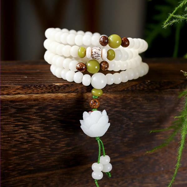 

fyjs unique female gift handmade weave flower white quartz stone beads bracelet ethnic style jewelry, Black