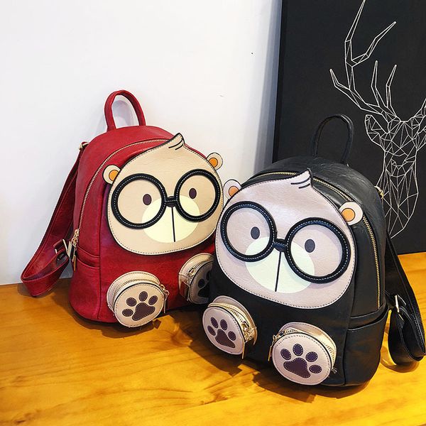 

lovely cartoon bear backpack pu leather kids travelling animal backpacks waterproof schoolbags boys girls children school bags