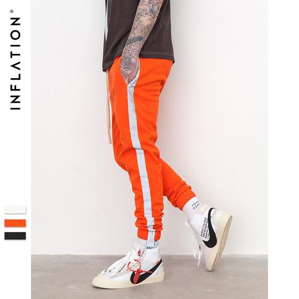 

inflation striped reflective pant mens 2018 hip hop casual joggers sweatpants trousers male street fashion mens trousers 8407s c18111301, Black