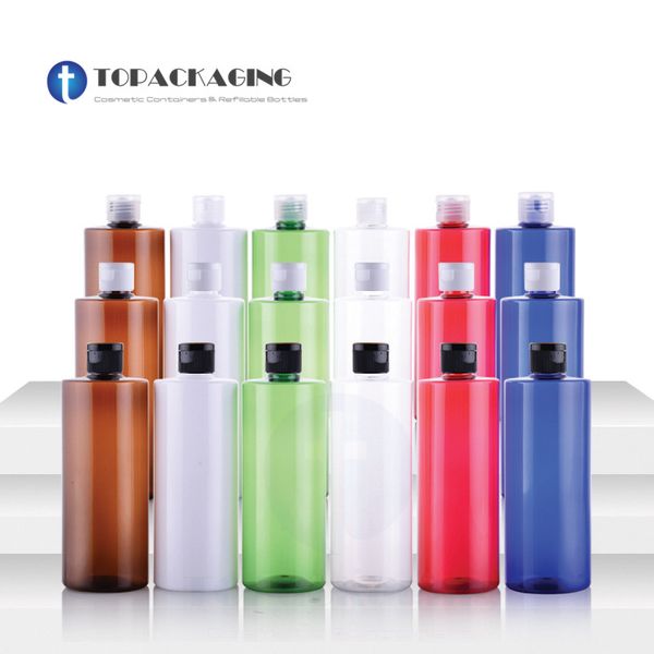 

10pcs*500ml flip screw cap bottle clear plastic cosmetic container lotion makeup essential oil refillable empty shampoo packing