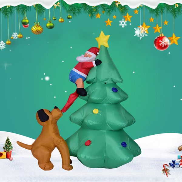 

garden led inflatable model christmas light dog bit night festival party home decor large cartoon santa claus climbing tree