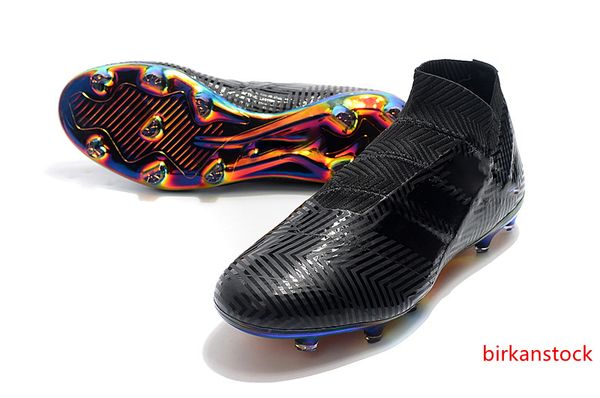 

soccer cleats nemeziz 18 fg ag size 39-45 durable black outdoor football boots without shoelace high ankle