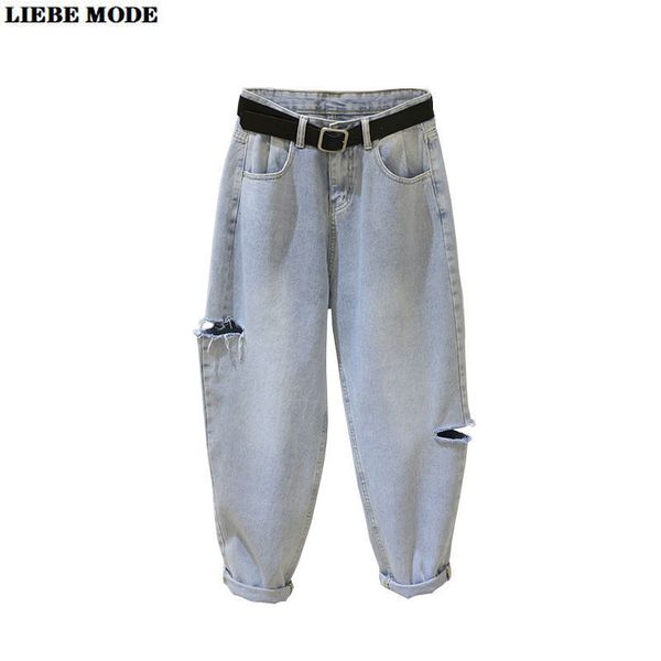 

2020 boyfriend мамы гарем джинсы женские palazzo мягкое прямые джинсы женщин корейский денима брюки плюс размер ripped мама жан брюки, Blue