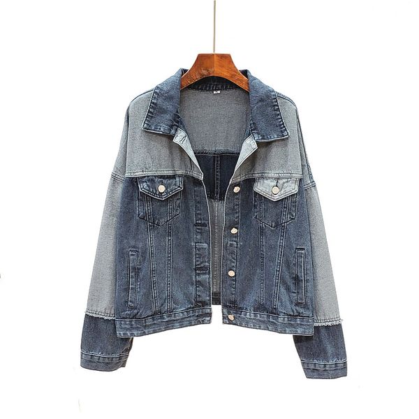 

women's jackets women fashion denim vintage jacket coats patchwork female short loose jeans washed blue outerwear coat, Black;brown