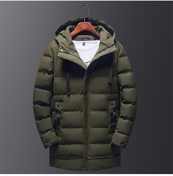 

Fashion Solid Mens Long Parkas Designer Thick Winter Mens Coats Zipper And Button Fly Homme Cotton Padded Jacket
