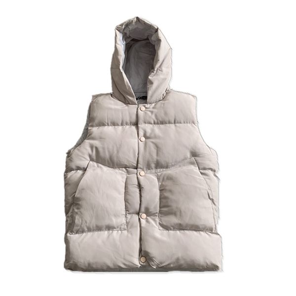 

new fashion sleeveless cotton students loose autumn and winter hooded warm casual solid color vest men winter jacket, Black
