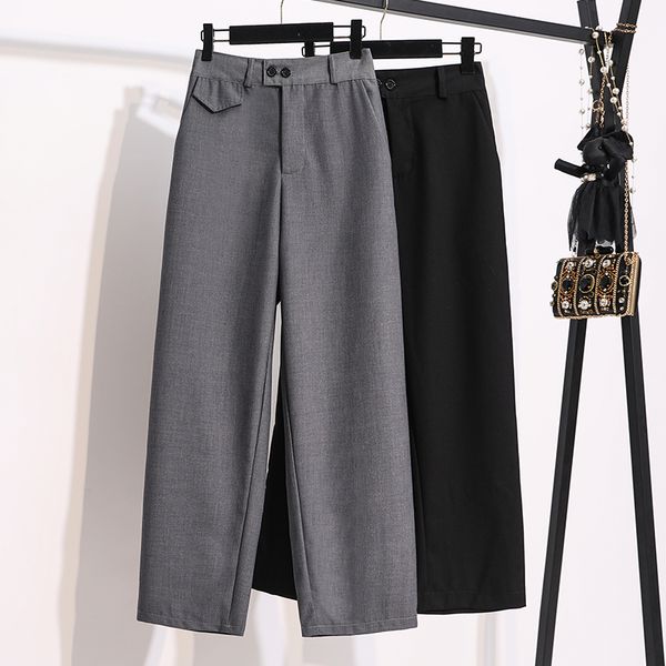 

spring autumn korean students wide leg pants plus size women high waist straight pants large size trousers s-5xl, Black;white