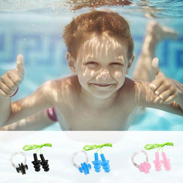 

yuke children's waterproof swimming earplugs with rope & nose clamp