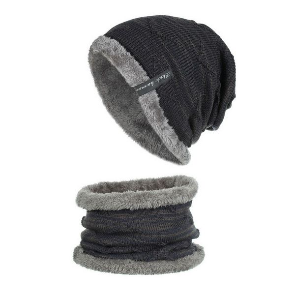 2 Stück Mützen und Schals für Herren und Damen, Unisex, Strickmütze, Kopfbedeckung, warmes Outdoor-Set, Winter-Accessoires