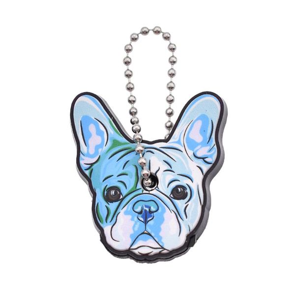 

fashion pvc puppy pug key chain cute animal key cover cap keychain ring bag pendant gift jewelry, Silver