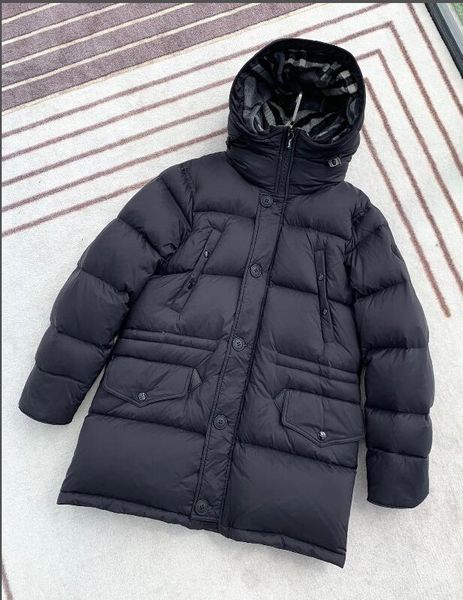 

мужчины soft warm вниз пальто толстых x-long вниз ветровки с капюшоном воротника куртки вниз с все тегами и этикетками, Black