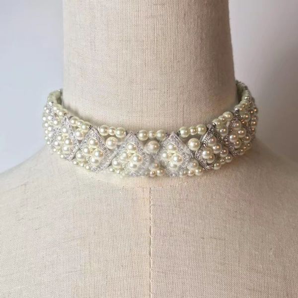 

2020 brand fashion jewely se t for women full pearls party jewely se t pearls choker bracelet fashion jewelr y s et, Silver