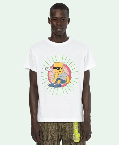 

19ss Luxury American High Quality Simpson Chill Man Skateboard T-shirt Fashion Mens Designer Women T Shirt Casual Tee