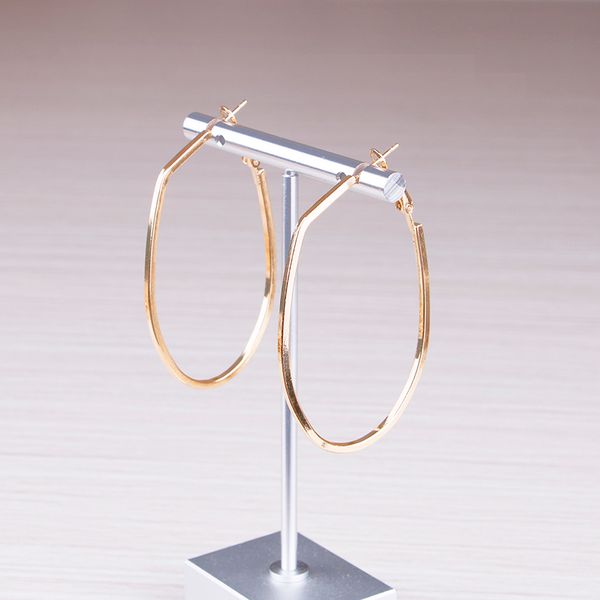 

gold color big long hoop earring for women 6cm simple shape fashion jewelry women accessories 2020 new, Golden;silver