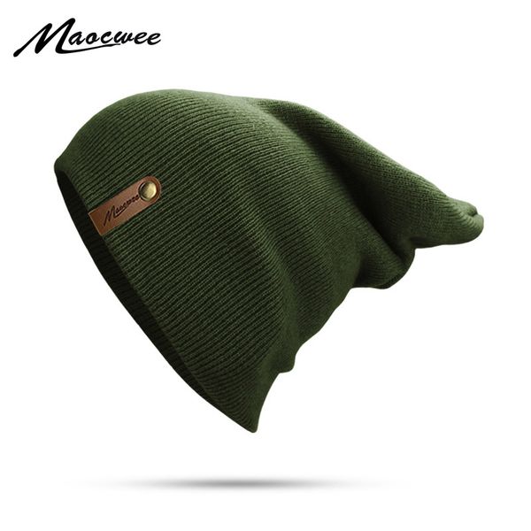 

brand winter hat for men skullies beanies women fashion warm cap elasticity knit beanie green casual hats 2018