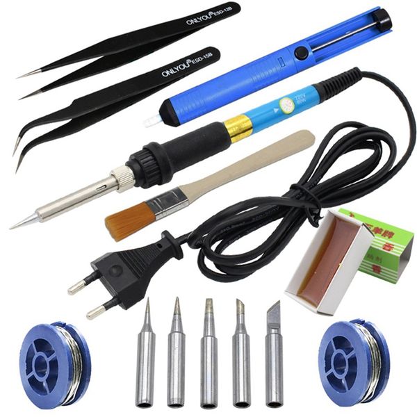 

14 in 1 60w adjustable temperature electric soldering iron set welding solder station heat pencil repair tool kit rosin pliers