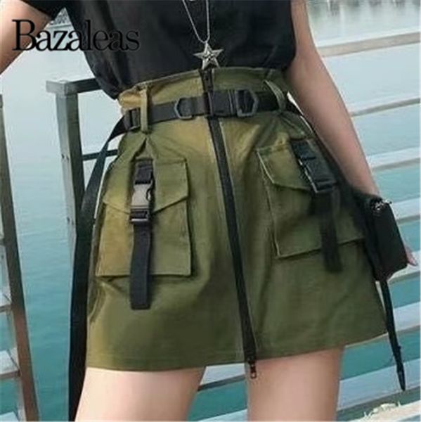 

2019 streetwear green women a-line skirt high waist sashes mini skirt harajuku skirts womens casual slim short, Black