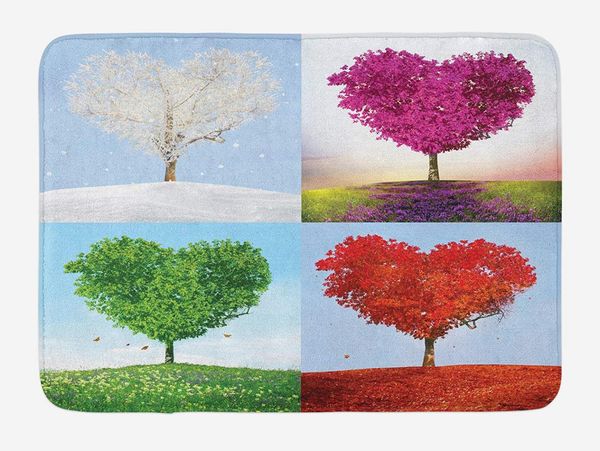 

nature doormat heart shaped trees in four seasons of year love and adoration themed illustration home decor door floor mat rugs