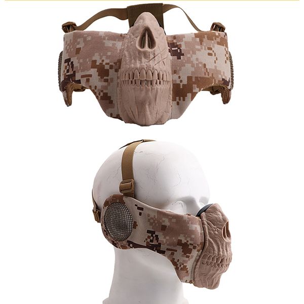 

outdoor cycling half face mask prank scary skeleton pattern lightweight folding breathable portable mouth protector, Black