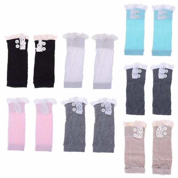 

girl hollow lace leg warmer button short cotton legging warmer boot cover baby clothing accessories, Pink;yellow