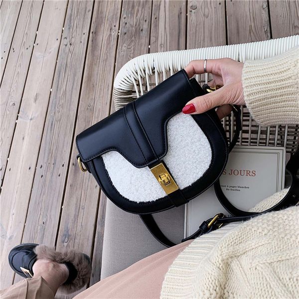 

2020 ladies hand bags handbags women bags new korean saddle bag contrasting fashion shoulder bag