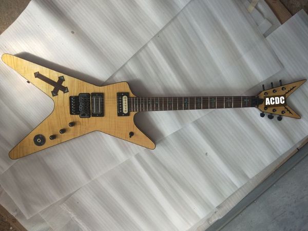 

Custom Wash Southern Cross Dimebag Darrell BSG Flame Maple Натуральная электрогитара Инкрустация ушка крес