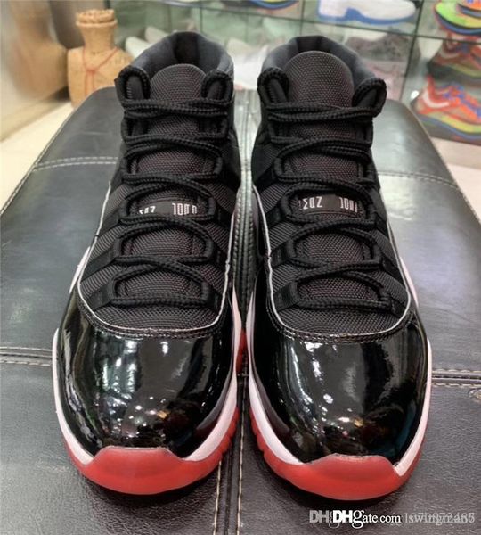

release authentic 11 og bred men basketball shoes black red classic real carbon fiber 11s retro 23 mans sports sneakers 378037-061 with box