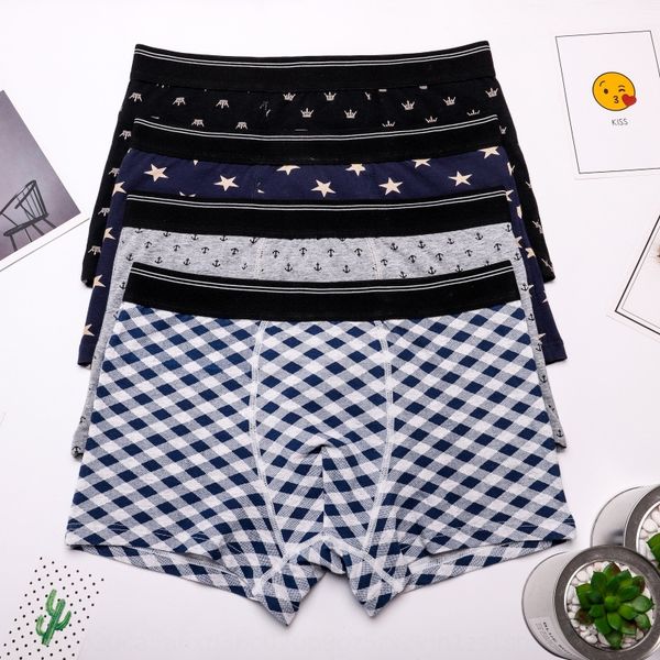 

lxeqw cotton printing fashion personalized boxer pants breathable middle waist men's cotton underwear printing underwear fashion person, Black;white