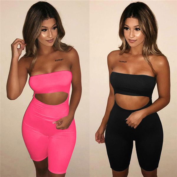 

женщины йога комбинезонов без рукавов с плеча без бретелек bodycon ромпер clubwear отверстия cut out фитнес спорт bodysuit короткие штаны, White;red