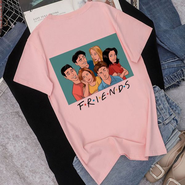 

new summer pink vogue kawaii female t shirt clothes friends casual short sleeve harajuku tshirt streetwear vintage t shirt women, White