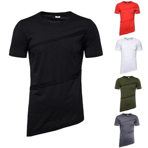 

повседневная футболка мужского нерегулярного лето дизайнер tshirts сплошного цвет панели экипаж шея тройники самцы с коротким рукавом, White;black
