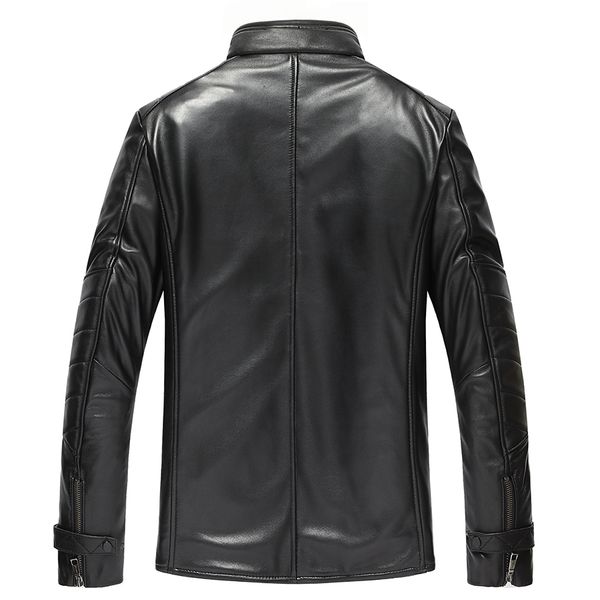 

genuine leather jackets for men real sheepskin leather jacket spring autumn motocycle plus size 5xl coat 19-827 mf611, Black