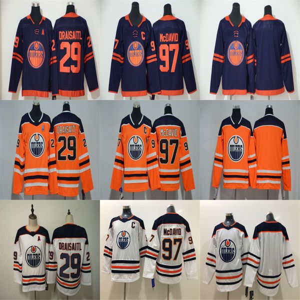 

edmonton oilers jerseys mens 29 leon draisaitl 97 connor mcdavid 25 darnell nurse 93 ryan nugent-hopkins orange hockey jerseys stitched, Black;red