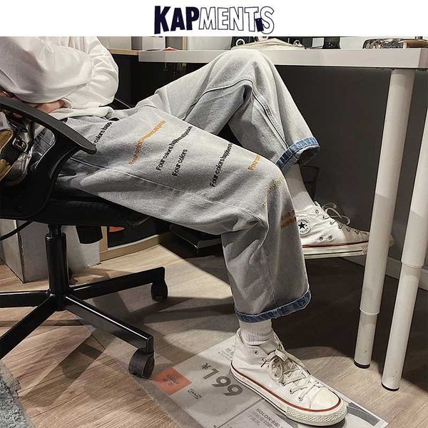 

men's jeans kapments mens baggy oversized embroidery harem pants 2021 men vintage straight harajuku women hip hop denim, Blue