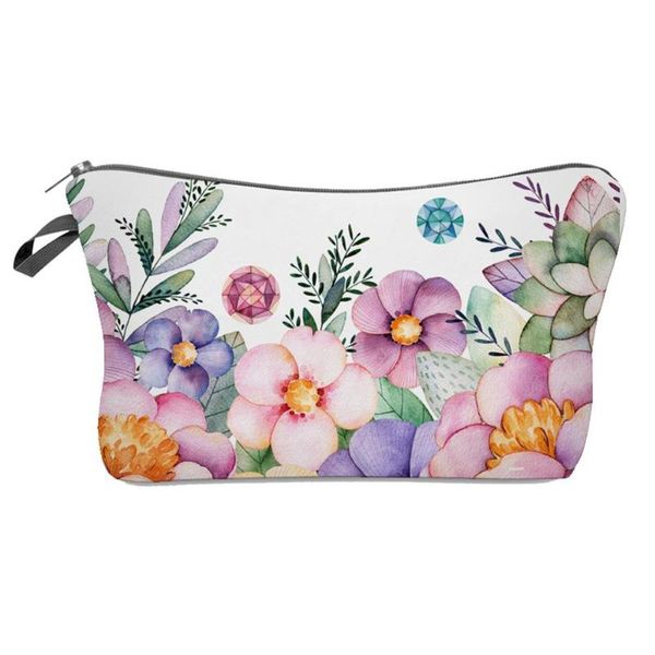 

2020 fashion flower printed woman cosmetic bag makeup brush toiletry storage pouch