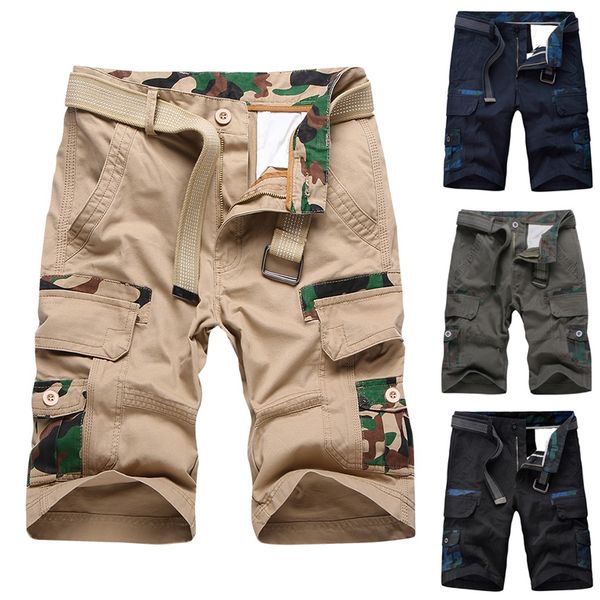 

men's fashion casual short pants cotton pocket solid outdoors work trouser cargo short pants summer male roupa masculina, White;black