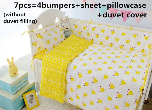 

promotion 6/7pcs baby bedding kit baby bedding set piece bed around 100% cotton sheets,duvet cover , 120*60/120*70cm