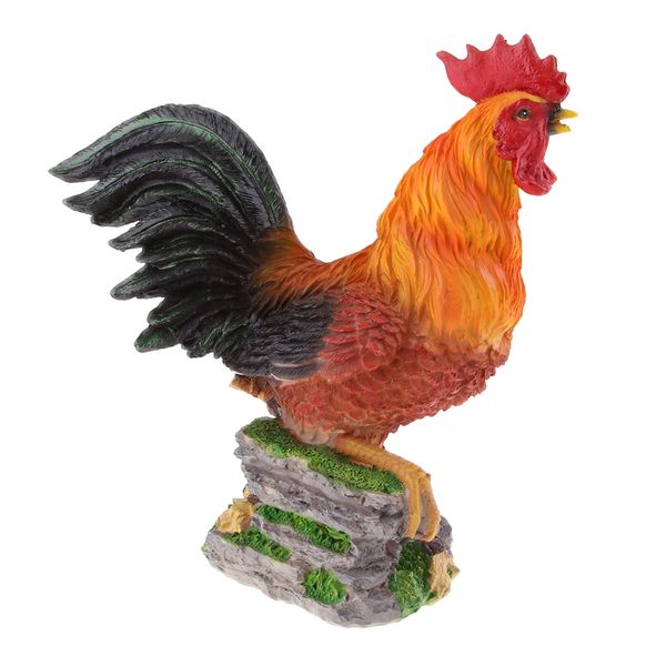 

1pc creative red resin chicken rooster decorations for garden home yard