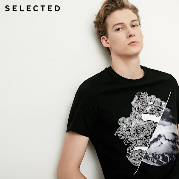 

men's mercerized cotton printed short-sleeved t-shirt s|4183t4509, White;black