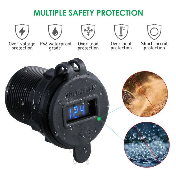 

qc 3.0 fast dual usb car charger socket adapter voltmeter for mobile phone cigarette lighter car dual charger adapter voltage