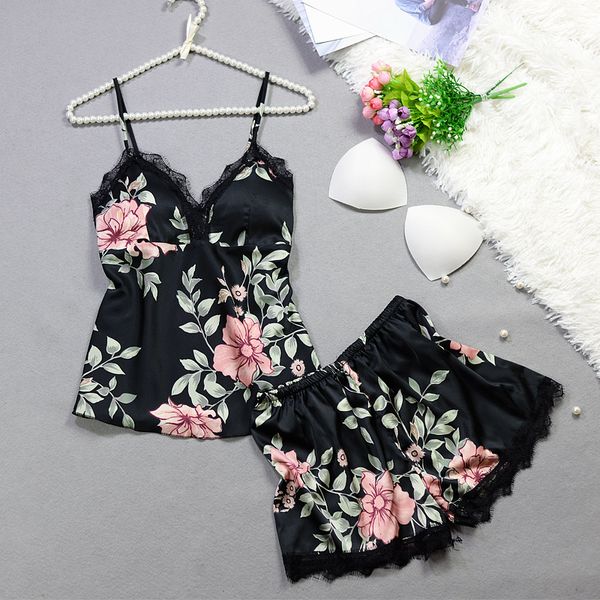 

women sleepwear silk pajama nightwear female 2019 summer lace homewear pijama pyjama women lingerie female satin pajamas, Blue;gray