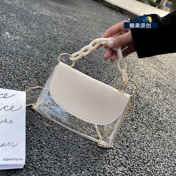 

summer transparent bag foreign female bag 2020 new fashion chain messenger net red small square